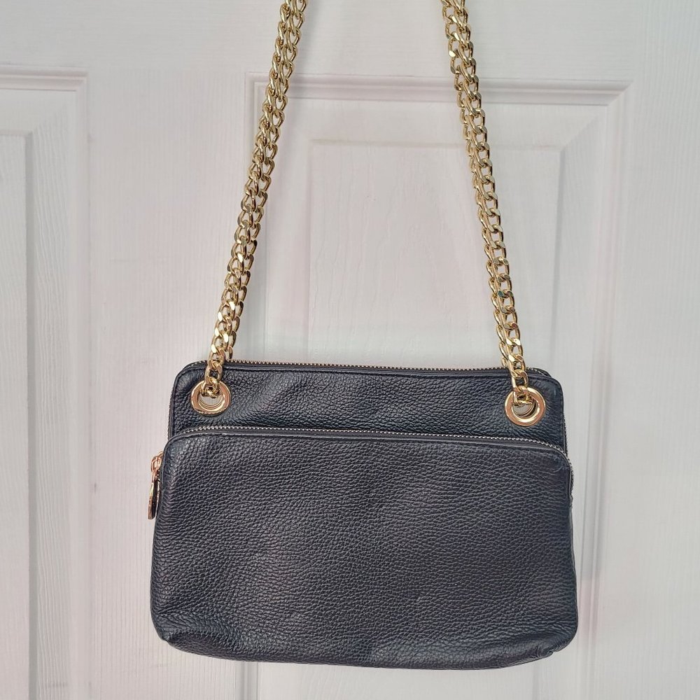 Valentina Black Leather Shoulder Bag